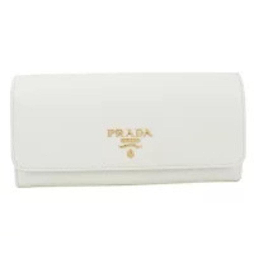 Prada Bi fold Long Wallet Saffiano Multicolor White